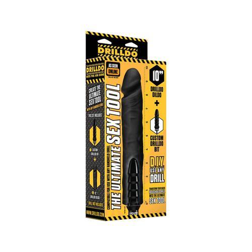 10" Drilldo Dildo & Drilldo Bit Set - Black